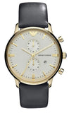Emporio Armani AR0386 Gianni Men's Watch – Beige Dial & Grey Leather Strap