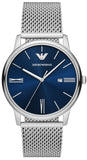 Emporio Armani AR11571 Minimalist Quartz Men's Watch – Blue Dial with Silver Steel Strap