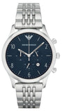 Emporio Armani AR1942 Chronograph Men's Watch – Blue Dial & Silver Steel Strap