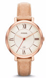 Fossil Jacqueline White Dial Brown Leather Strap Watch for Women - ES3487