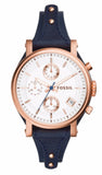Fossil ES3838 Original Boyfriend Chronograph Women's Watch – White Dial & Navy Blue Leather Strap