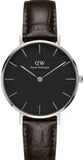 Daniel Wellington DW00100182 Classic Petite York Women’s Watch – Black Dial with Brown Leather Strap