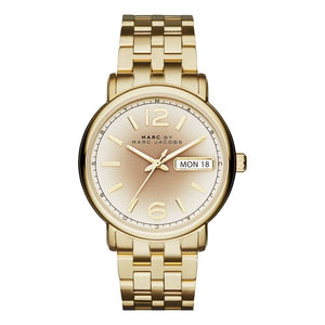 Marc Jacobs Fergus White Dial Gold Steel Strap Watch for Women - MBM8647