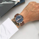 Armani Exchange Hampton AX2172 Men's Chronograph Watch – Deep Blue Dial with Rich Brown Leather Strap
