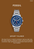 Fossil FS6047 Sport Tourer Men’s Chronograph Watch – Blue Dial with Silver Stainless Steel Strap