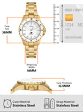Fossil ES5350 Blue Dive Women’s Watch – White Dial with Gold Stainless Steel Strap & 3-Hand Movement