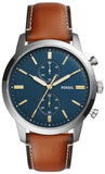 Fossil FS5279 Townsman Chronograph Men's Watch – Blue Dial & Brown Leather Strap