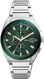 Fossil FS5964 Everett Chronograph Men’s Watch – Green Dial with Silver Steel Strap