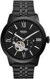 Fossil ME3062 Townsman Multi-Function Mechanical Men's Watch – Black Dial & Black Steel Strap