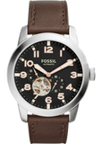 Fossil ME3118 Pilot 54 Automatic Men's Watch – Black Dial & Brown Leather Strap