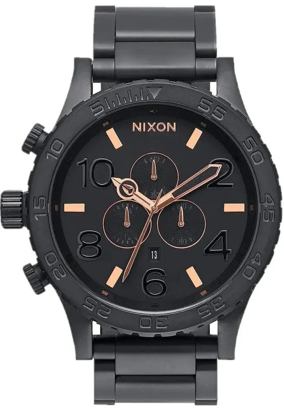 Nixon 51-30 Chrono Black Dial Black Steel Strap Watch for Men - A083-957