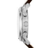 Fossil Pilot Chronograph White Dial Brown Leather Strap Watch for Men - FS5146