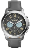 Fossil FS5183 Grant Chronograph Men's Watch – Gunmetal Grey Dial & Grey Leather Strap