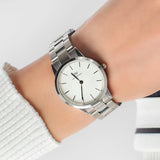 Daniel Wellington DW00100205 Iconic Link Women's Watch – White Dial with Silver Stainless Steel Strap