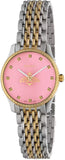 Gucci YA1265030 G Timeless Quartz Women's Watch – Pink Dial & Two-Tone Steel Bracelet