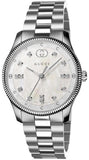 Gucci YA1265064 G-Timeless Diamond Women's Watch – White Dial & Silver Steel Bracelet