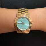 Marc Jacobs Amy Blue Dial Gold Steel Strap Watch for Women - MBM3301