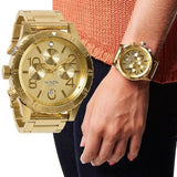 Nixon 48-20 Chrono Gold Dial Gold Steel Strap Watch for Men - A486-502