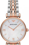 Emporio Armani T Bar Gianni Classic Mother Of Pearl Dial Two Tone Steel Strap Watch For Women - AR1683