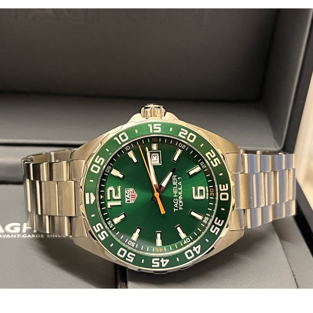 Tag Heuer Formula 1 Limited Edition Green Dial Silver Steel Strap Watch for Men - WAZ1017.BA0842