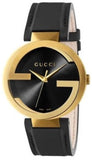 Gucci YA133212 G-Interlocking Grammy Special Edition Men's Watch – Black Dial & Black Leather Strap