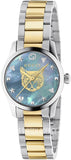 Gucci G Timeless Quartz Mother of Pearl Blue Dial Two Tone Steel Strap Watch For Women - YA1265011