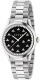 Gucci YA1265034 G-Timeless Quartz Women's Watch – Black Dial & Silver Steel Bracelet