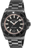 Gucci YA136213 Dive Quartz Men's Watch – Black Dial & Black Steel Bracelet