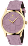 Gucci YA1264098 G Timeless Quartz Women's Watch – Lilac Dial & Lilac Leather Strap