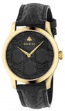 Gucci YA1264034A G Timeless Quartz Women's Watch – Black Dial & Black Leather Strap