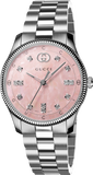 Gucci YA1265062 G-Timeless Diamond Women's Watch – Mother of Pearl Pink Dial & Silver Steel Bracelet
