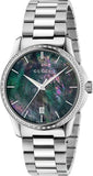 Gucci YA126458 G-Timeless Diamonds Unisex Watch – Mother of Pearl Blue Dial & Silver Steel Bracelet