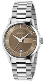 Gucci YA126445 G-Timeless Men's Watch – Brown Dial & Silver Steel Bracelet