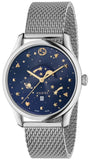 Gucci YA126328 G-Timeless Motifs Moon Phase Men's Watch – Blue Dial & Silver Mesh Bracelet