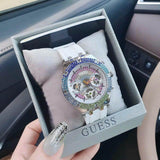 Guess Glitz Pride Limited Edition White Dial White Rubber Strap Watch for Women - GW0407L4