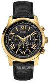 Guess W0380G7 Horizon Men's Watch – Black Dial & Black Leather Strap with Chronograph Quartz Movement