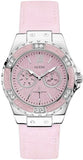 Guess W0775L15 Limelight Quartz Women's Watch – Pink Dial with Diamond Accents & Pink Denim Strap