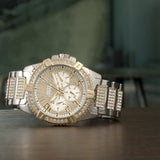 Guess W0799G4 Frontier Chronograph Men’s Watch – Silver Dial & Two Tone Steel Strap with Crystals