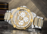 Guess W0799G4 Frontier Chronograph Men’s Watch – Silver Dial & Two Tone Steel Strap with Crystals