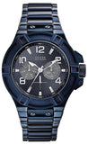 Guess W0218G4 Rigor Multifunction Men's Watch – Black Dial & Blue Steel Bracelet