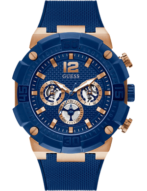 Guess Navigator Chronograph Blue Dial Blue Rubber Strap Watch for Men - GW0264G4