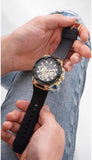 Guess GW0423G2 Matrix Multifunction Men’s Watch – Gold Dial & Black Rubber Strap