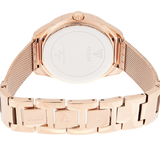 Guess Tri Glitz Quartz Diamonds Rose Gold Dial Rose Gold Mesh Bracelet Watch For Women - W1142L4