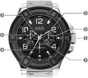 Guess Indovina Quartz Black Dial Black Leather Strap Watch For Men - W0040G9