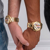 Guess Altitude Multifunction Gold Dial Gold Steel Strap Watch for Men - GW0434G1