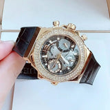 Guess GW0553L4 Fusion Chronograph Women’s Watch – Black Dial & Black Leather Strap