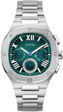 Guess GW0572G6 Headline Quartz Men's Watch – Green Dial & Silver Steel Bracelet