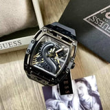 Guess Legend Analog Black Dial Black Rubber Strap Watch For Men - GW0648G1