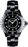 Chanel J12 H1625 Women's Quartz Watch – Black Dial with Diamond Markers & Black Steel Bracelet