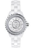 Chanel J12 H2572 Women's Quartz Watch – White Dial with Diamond Accents & Steel Bracelet